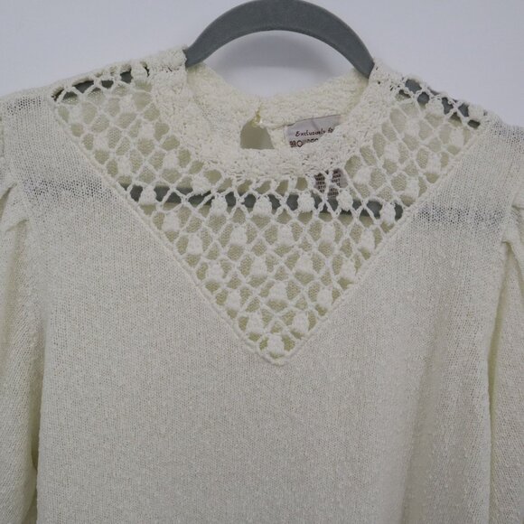Brownstone Studio Crochet Sweater Women L Ivory Twee Grannycore Boho Vintage - Picture 4 of 16